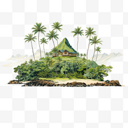 夏威夷风情图片_椰树海岛植物夏威夷AI元素立体免
