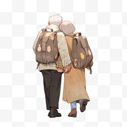 老人旅行图片_卡通重阳节老人旅行元素