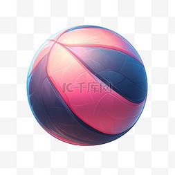 排球紫色卡通手绘AI元素立体免扣