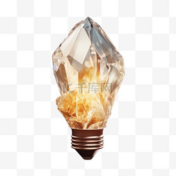 灯泡合成图片_透明水晶灯泡创意合成发光元素立