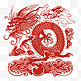 中国龙红色龙剪纸平面元素窗花新年过年