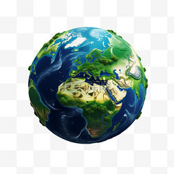 立体星球素材图片_绿色地球AI元素立体免扣图案