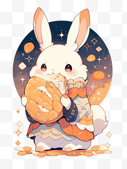 兔子卡通头像图片_中秋节可爱的兔子卡通手绘