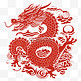 中国龙红色龙剪纸喜庆窗花平面元素新年过年