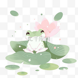 可爱青蛙手绘荷叶元素