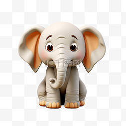 大象的耳朵竖起来图片_大象卡通动物可爱立体萌宠