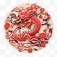 新年红色龙剪纸中国龙立体纸雕元素