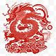 中国龙红色龙龙腾祥云剪纸平面元素新年过年