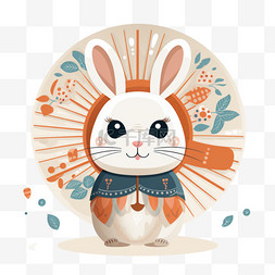 中秋节兔子玉兔大眼萌兔吉祥物卡