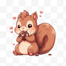 可爱松鼠吃坚果卡通手绘元素