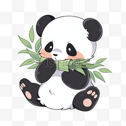 吃竹子的熊猫卡通元素