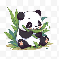 今天也要开心鸭图片_小熊猫开心吃竹子卡通元素