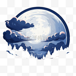 中秋节节日氛围卡通满月月亮装饰