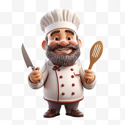 宠物烘焙工具手绘图片_3D人物卡通厨师烘焙立体可爱职业