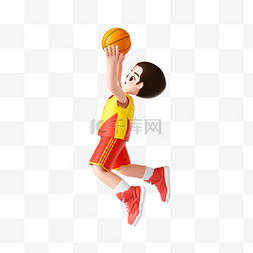 运动会3D立体男运动员人物打篮球