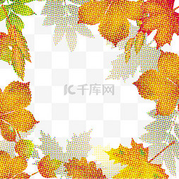 秋季枫叶树叶彩色半调效果边框