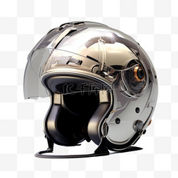 银色摩托车头盔AI立体免扣素材