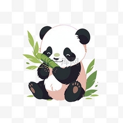 吃竹子的熊猫手绘元素