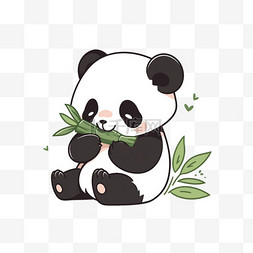 表情图片_吃竹叶的熊猫卡通手绘元素