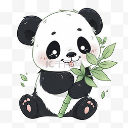 小熊猫开心吃竹子手绘元素