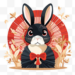 中秋节大眼萌兔兔子玉兔吉祥物卡