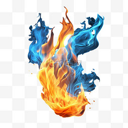蓝红火焰燃烧AI免扣3d装饰图案