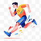 扁平卡通亚运会运动人物少年正在短跑