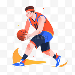 篮球炫酷图片_扁平卡通亚运会运动人物男子打篮