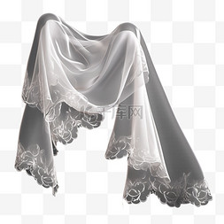 长纱巾蕾丝装饰AI立体效果素材