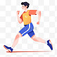 扁平卡通亚运会运动人物以少年在短跑