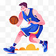 扁平卡通亚运会运动人物短发男子在打篮球