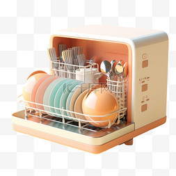 灰橙配色图片_洗碗机家具清新配色3D美观立体