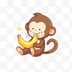 猴子吃香蕉卡通手绘元素
