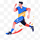 扁平卡通亚运会运动人物一男生短跑