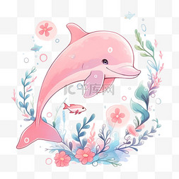 可爱海豚元素卡通