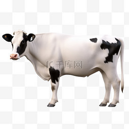 开心吃草的奶牛图片_奶牛动物AI立体装饰素材
