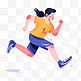 扁平卡通亚运会运动人物一个少女短跑