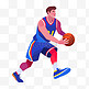 扁平卡通亚运会运动人物一男子正在打篮球
