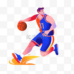 篮球炫酷图片_扁平卡通亚运会运动人物一个男子