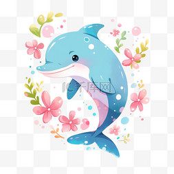 可爱的海豚图片_可爱元素海豚卡通