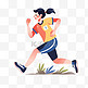 扁平卡通亚运会运动人物少女短跑