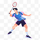 扁平卡通亚运会运动人物一个男子打羽毛球