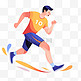 扁平卡通亚运会运动人物少年短跑