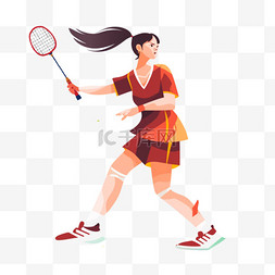 体育竞技项目图片_扁平卡通亚运会运动人物一女子正