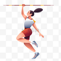 扁平卡通亚运会运动人物女子投标