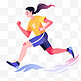 扁平卡通亚运会运动人物一个女子在短跑
