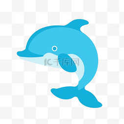 卡通蓝色海豚手绘元素