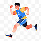 扁平卡通亚运会运动人物少年在短跑