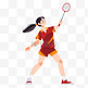 扁平卡通亚运会运动人物一女子打羽毛球