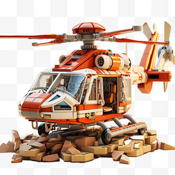 直升机图片_积木像素直升机风格纸雕艺术乐高